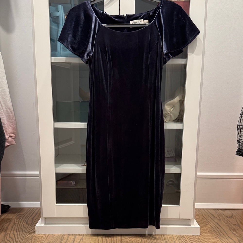 Eliza J Navy Velvet Midi Dress